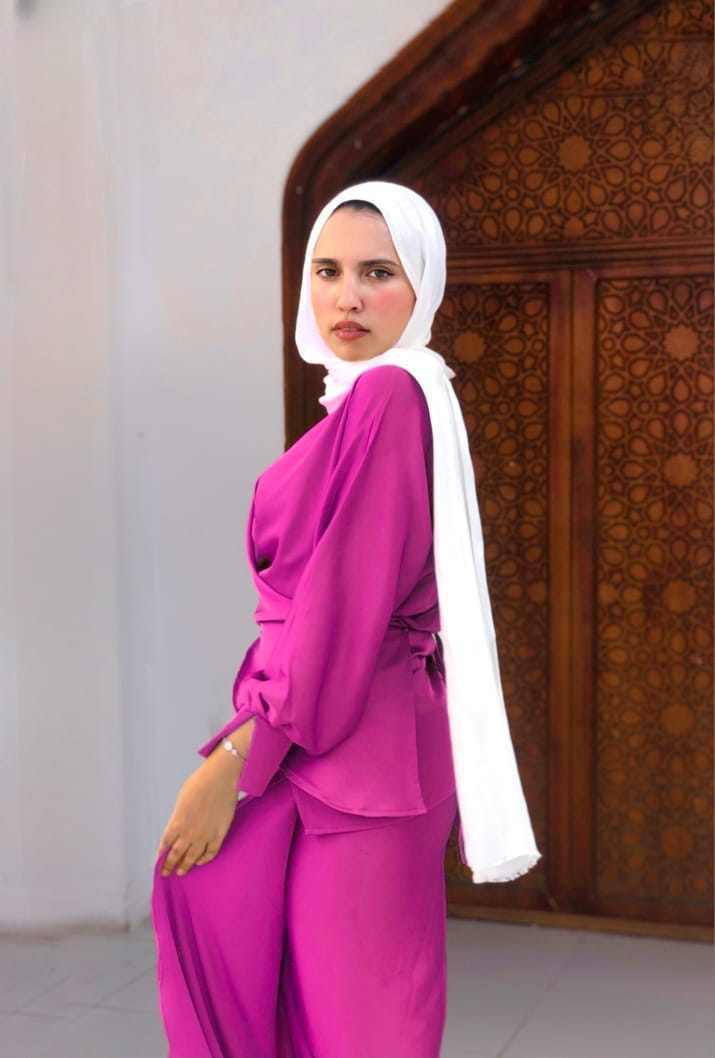 Fuchsia Galaxy wrapped suit