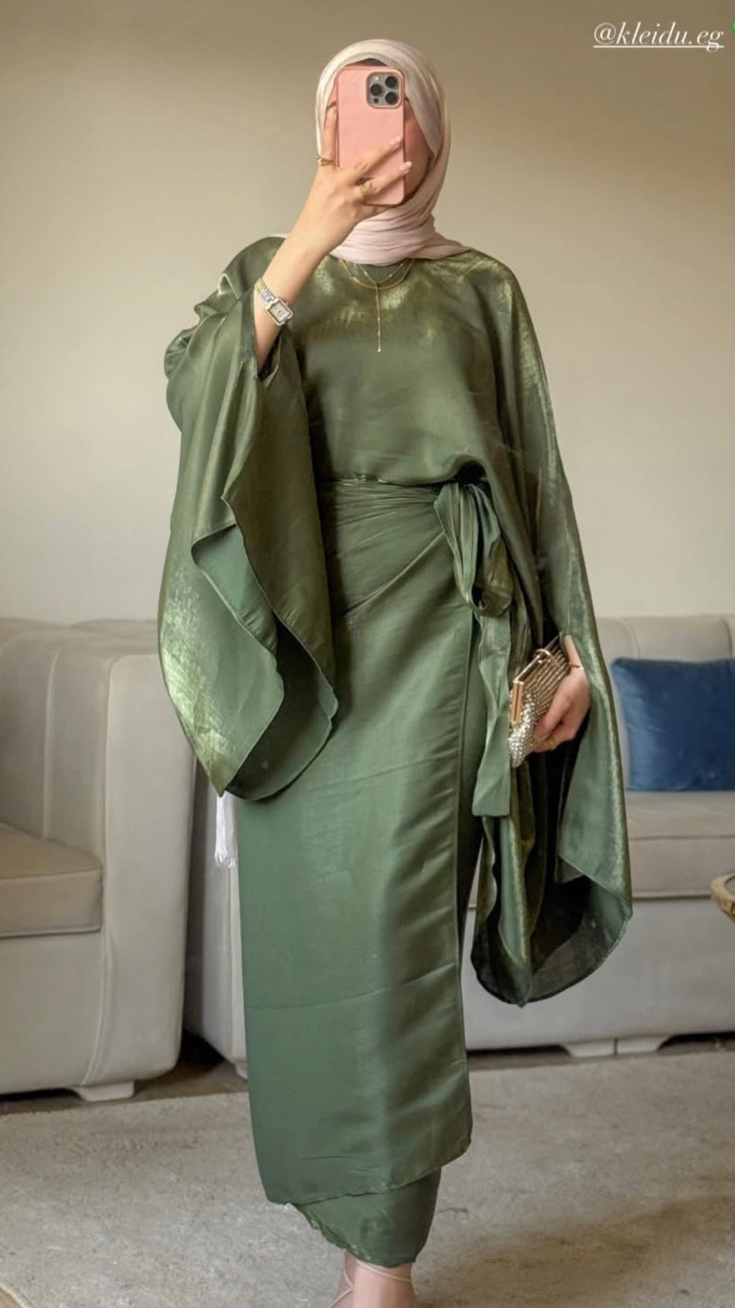 Olive shimmery suit