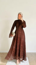 Brown Dalal Dantil Dress