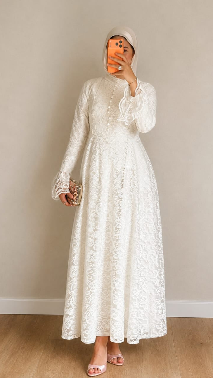 White Dalal Dantil Dress