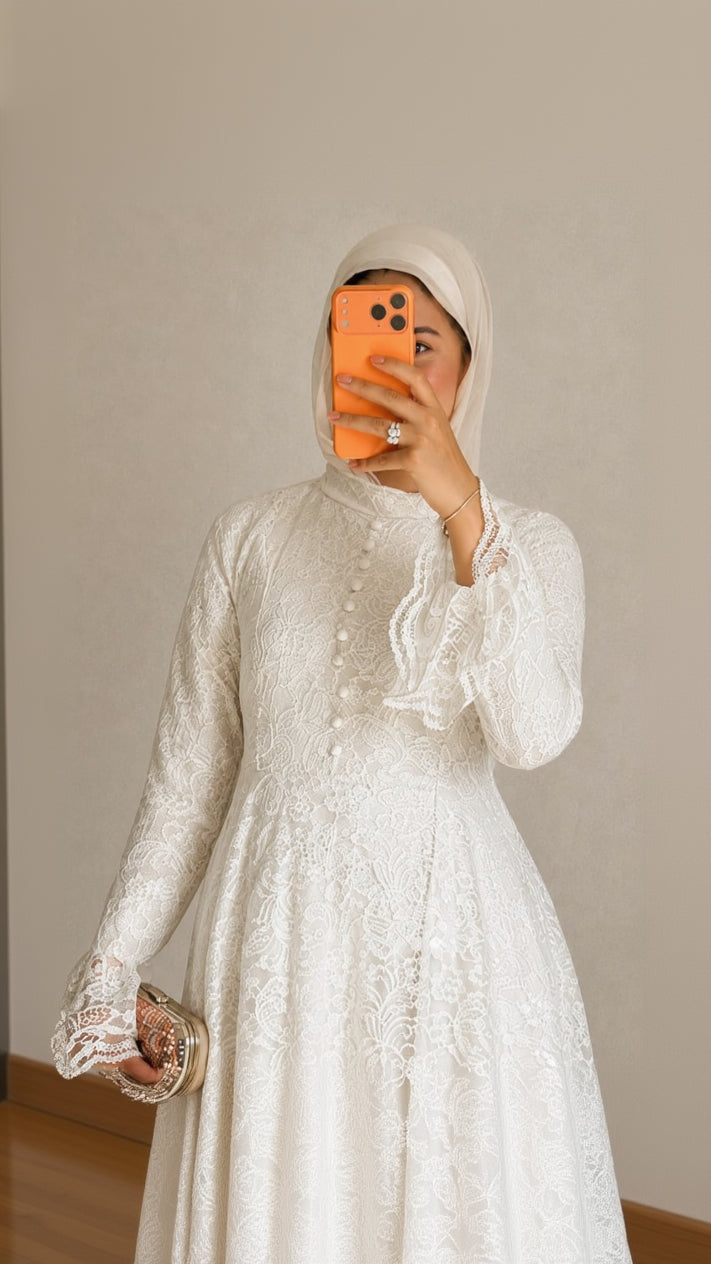 White Dalal Dantil Dress