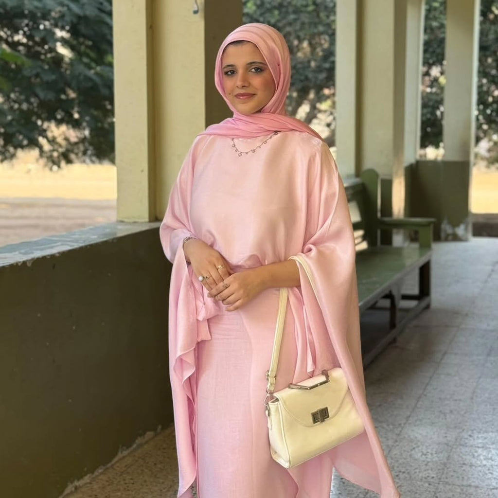 Pink shimmery suit