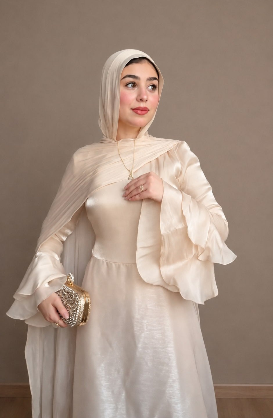 Beige Flurry Dress